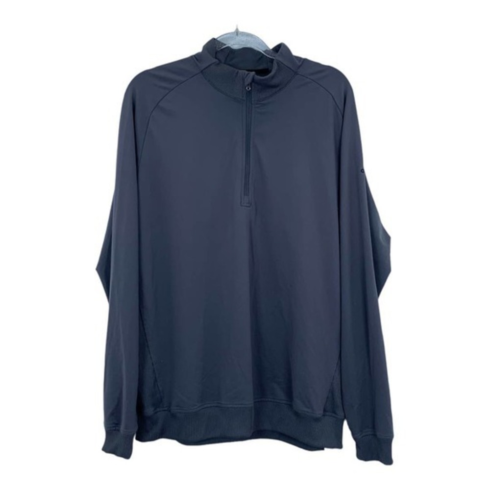 Adidas Mens Quarter Zip Pullover Long Sleeve Golf Athletic Shirt Dark Gray - Picture 1 of 4